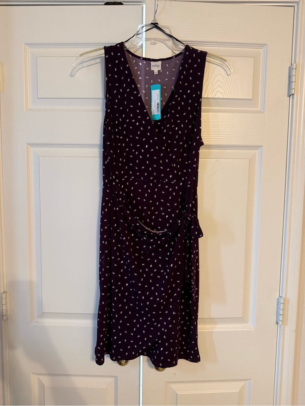 Kaileigh Plum Dress with White Geometric Print